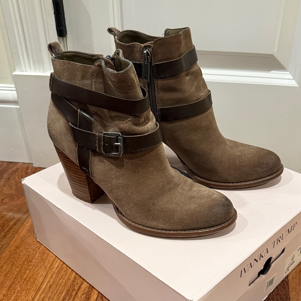 Ivanka Trump Tan and Brown Ankle Booties